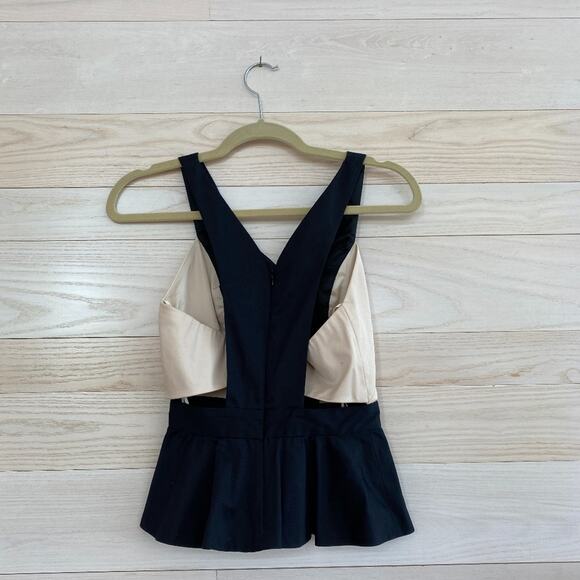 Robert Rodriquez Cutout Peplum Top Black/Cream - Picture 3 of 4